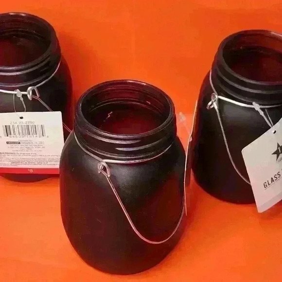 Set of 3 black hanging mason jar candle holder Halloween NWT - Picture 2 of 8